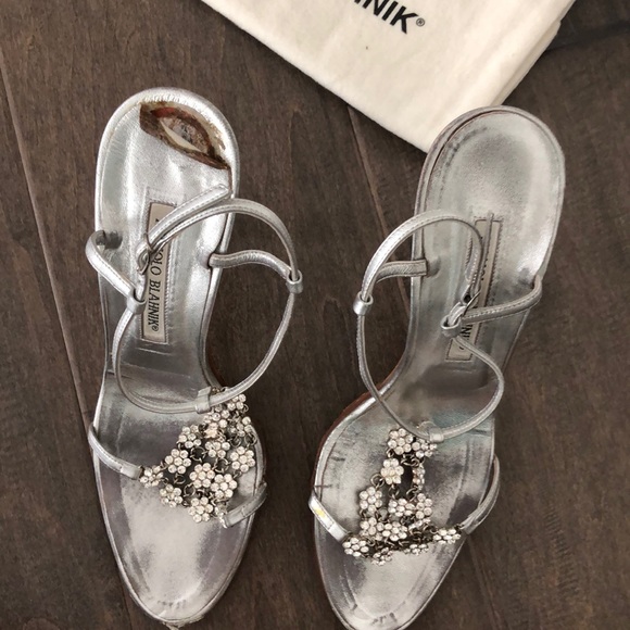 Manolo Blahnik Silver Heels - Picture 9 of 10